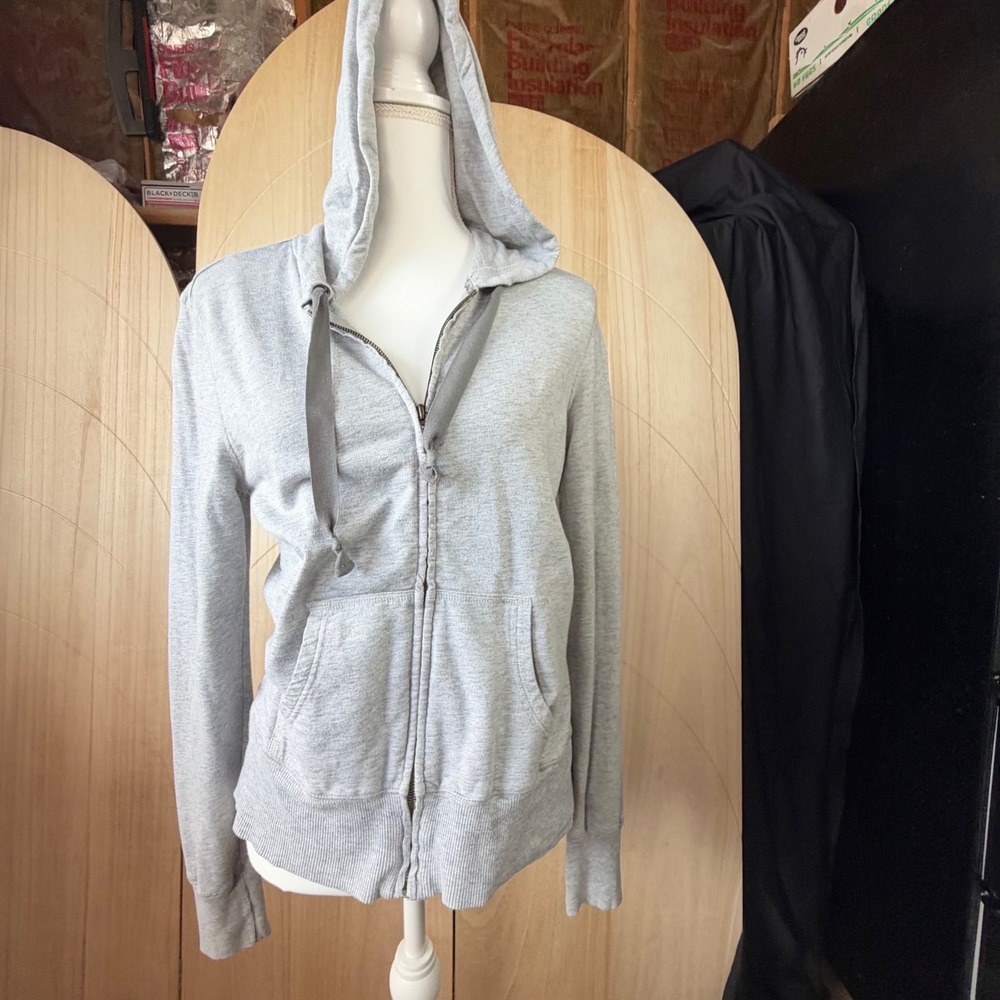 Aeropostale Zip Up Hoodie Womens Medium Gray Lightweight Cotton Modal Y2K Basic